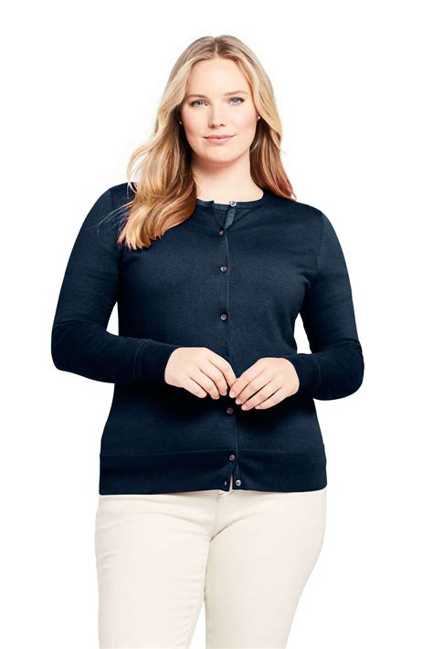 Women's Plus Size Cotton Polyester Long Sleeve Tunic with Pockets. . Lands end plus size